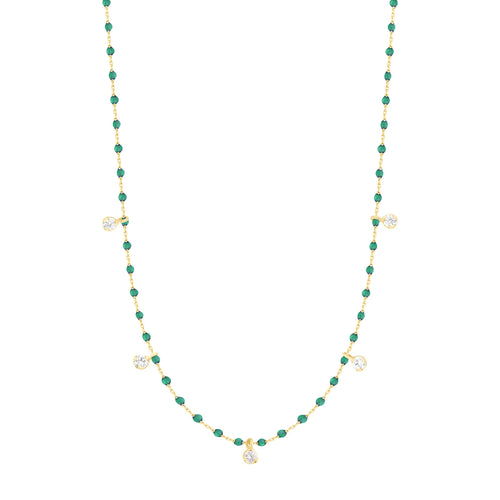 Gigi Clozeau - Mini Gigi Emerald necklace, Yellow Gold 5 diamond, 21.7