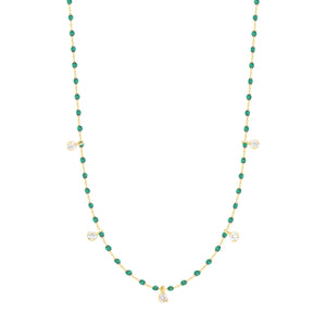 Gigi Clozeau - Mini Gigi Emerald necklace, Yellow Gold 5 diamond, 21.7"