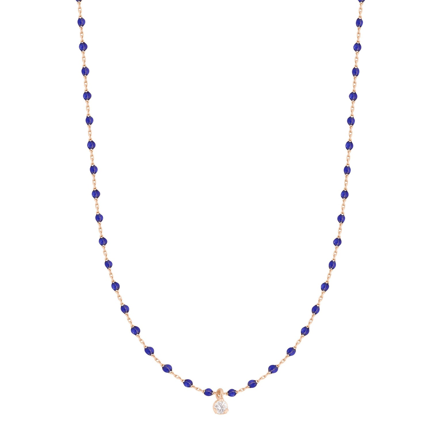 Gigi Clozeau - Mini Gigi Lapis necklace, Rose Gold 1 Diamond, 15.7"