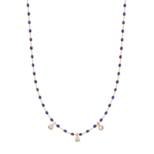 Gigi Clozeau - Mini Gigi Lapis necklace, Rose Gold 3 diamond, 16.5