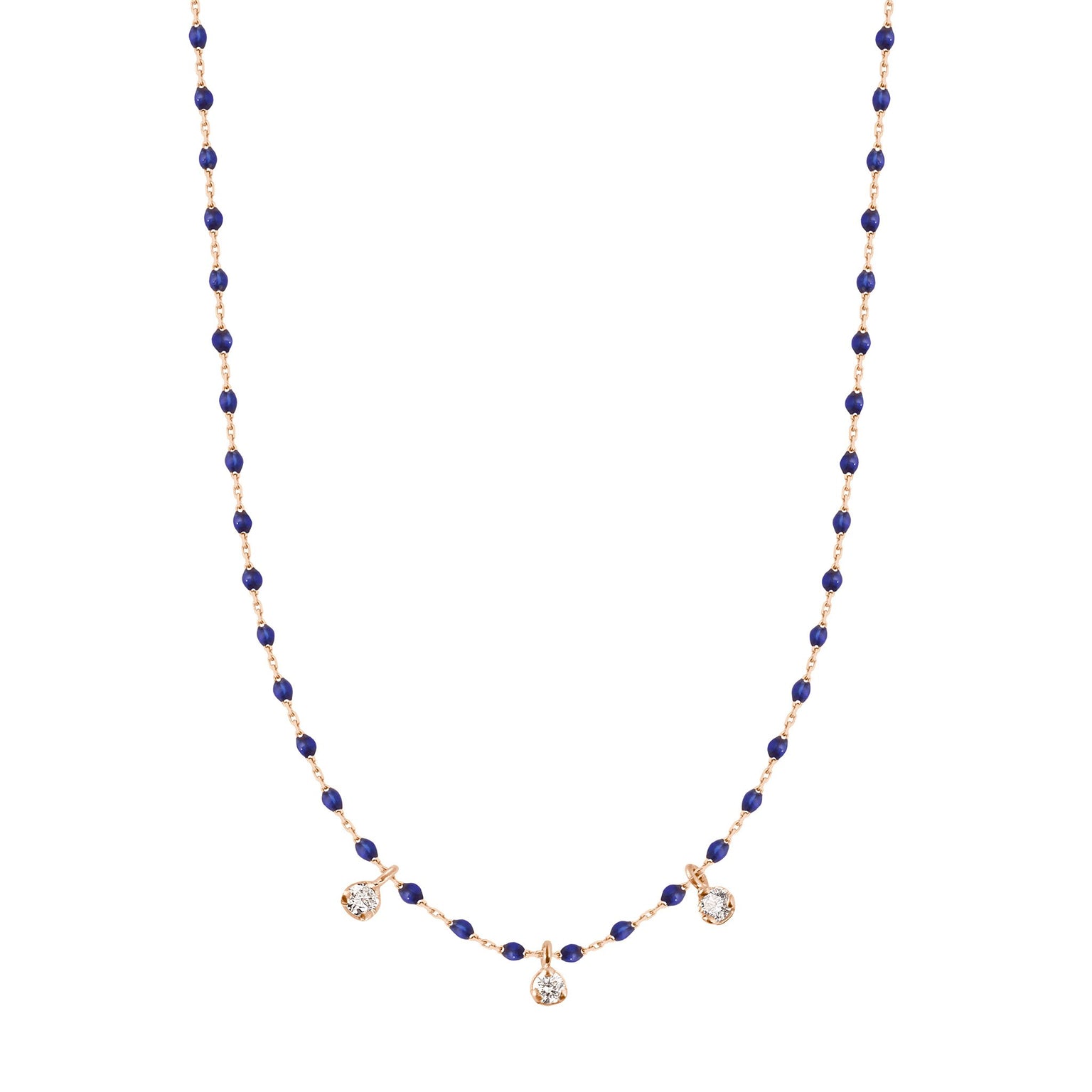 Gigi Clozeau - Mini Gigi Lapis necklace, Rose Gold 3 diamond, 16.5"