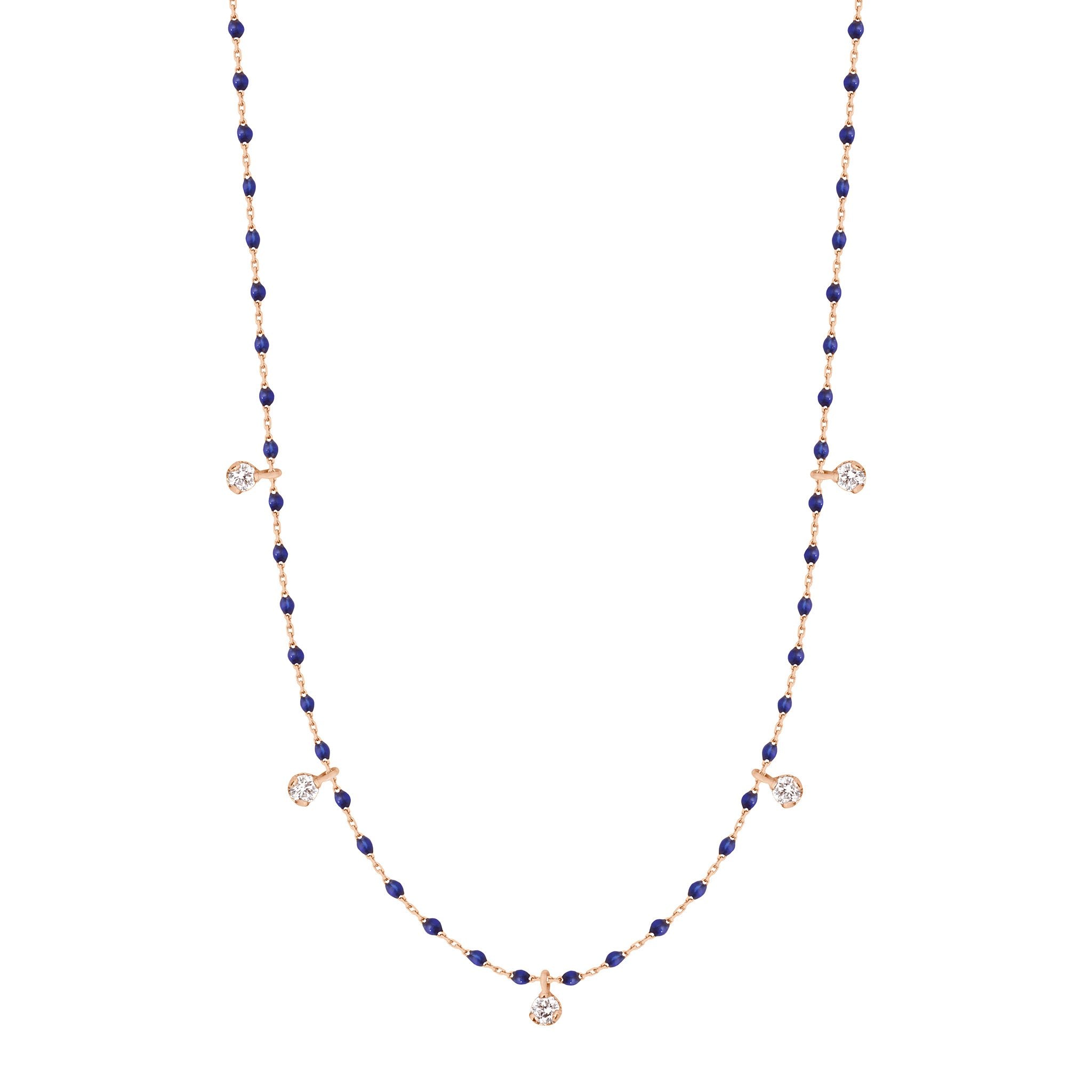Gigi Clozeau - Mini Gigi Lapis necklace, Rose Gold 5 diamond, 21.7"