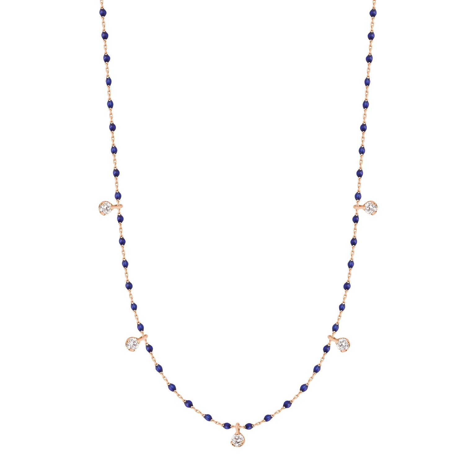 Gigi Clozeau - Mini Gigi Lapis necklace, Rose Gold 5 diamond, 21.7"