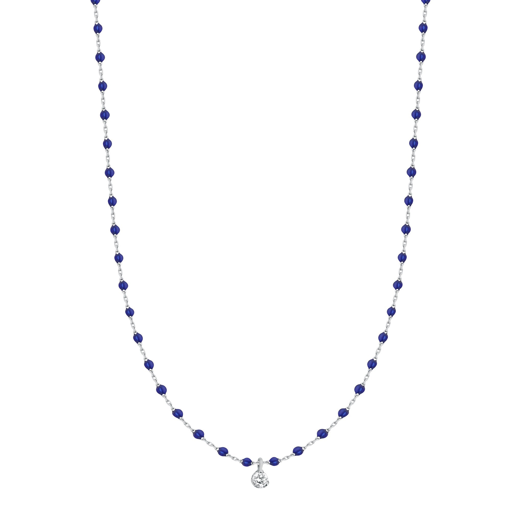 Gigi Clozeau - Mini Gigi Lapis necklace, White Gold 1 Diamond, 15.7"