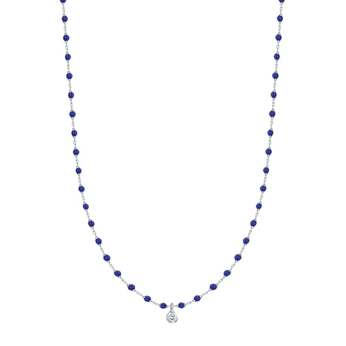 Gigi Clozeau - Mini Gigi Lapis necklace, White Gold 1 Diamond, 15.7
