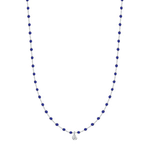 Gigi Clozeau - Mini Gigi Lapis necklace, White Gold 1 Diamond, 15.7"