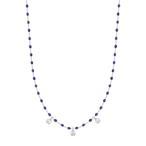 Gigi Clozeau - Mini Gigi Lapis necklace, White Gold 3 diamond, 16.5