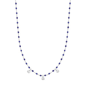 Gigi Clozeau - Mini Gigi Lapis necklace, White Gold 3 diamond, 16.5"
