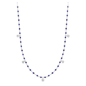 Gigi Clozeau - Mini Gigi Lapis necklace, White Gold 5 diamond, 21.7"