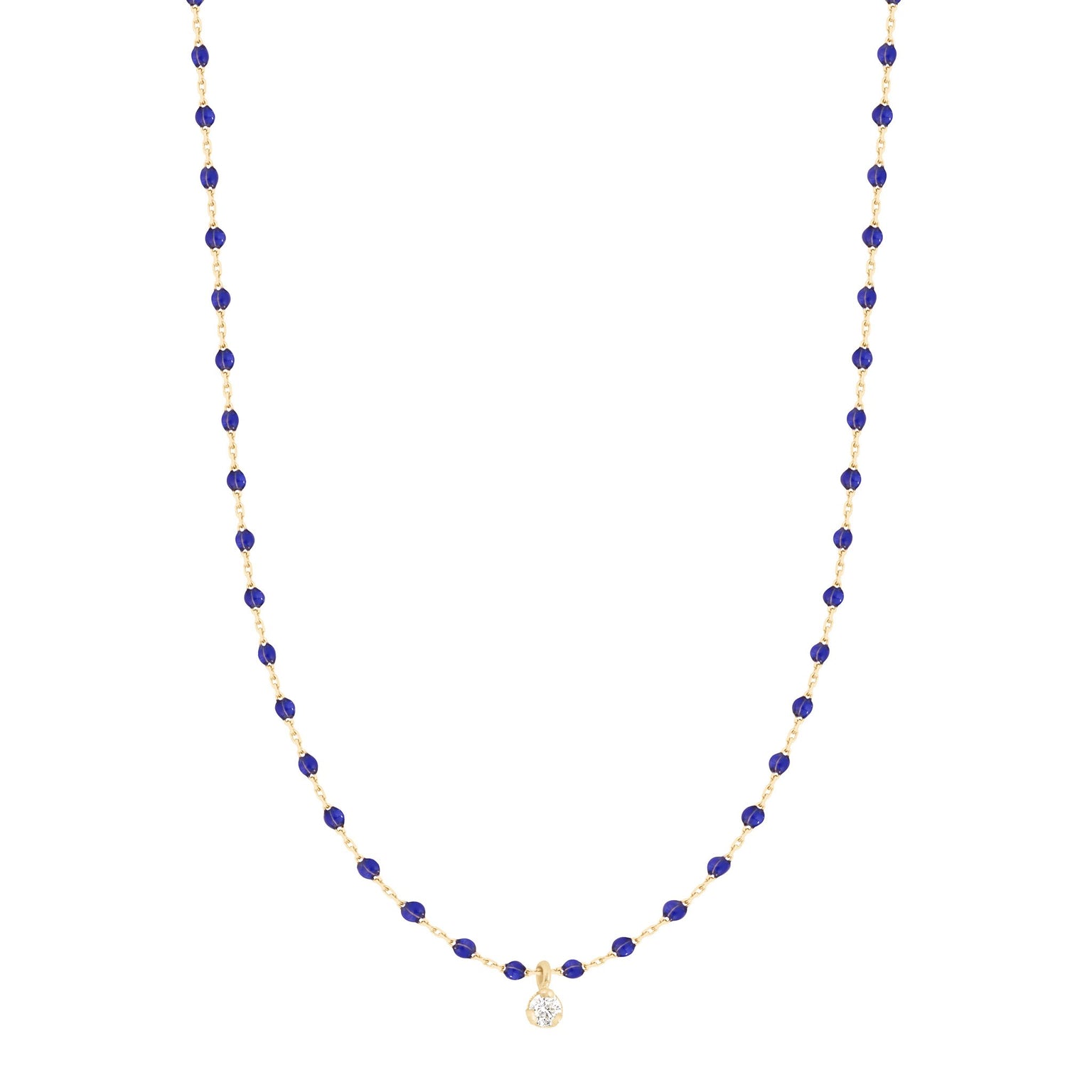 Gigi Clozeau - Mini Gigi Lapis necklace, Yellow Gold 1 Diamond, 15.7"