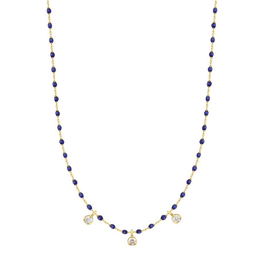 Gigi Clozeau - Mini Gigi Lapis necklace, Yellow Gold 3 diamond, 16.5