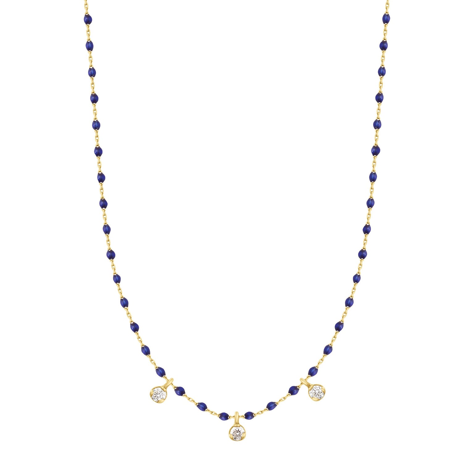 Gigi Clozeau - Mini Gigi Lapis necklace, Yellow Gold 3 diamond, 16.5"