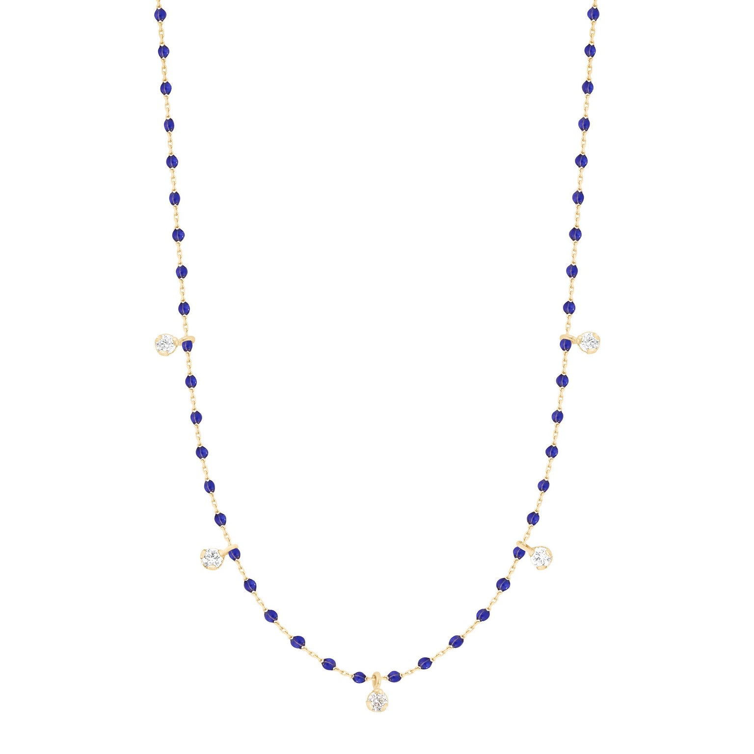 Gigi Clozeau - Mini Gigi Lapis necklace, Yellow Gold 5 diamond, 21.7"