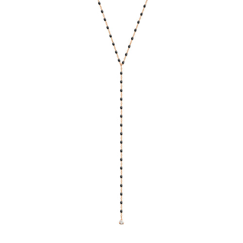 Gigi Clozeau - Mini Gigi Y Party Black necklace, Rose Gold, 19.7