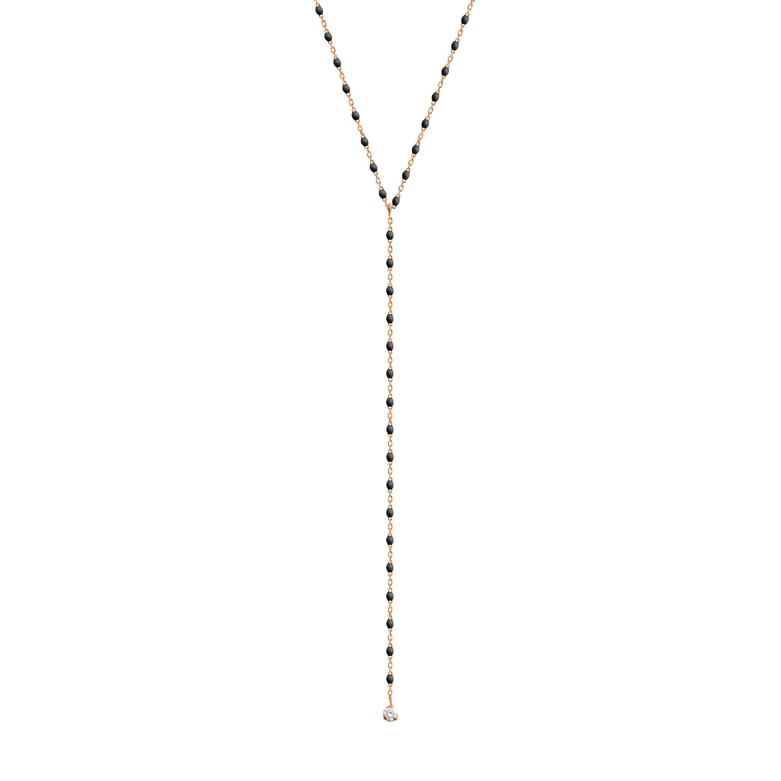 Gigi Clozeau - Mini Gigi Y Party Black necklace, Rose Gold, 19.7"