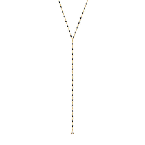 Gigi Clozeau - Mini Gigi Y Party Black necklace, Yellow Gold, 19.7