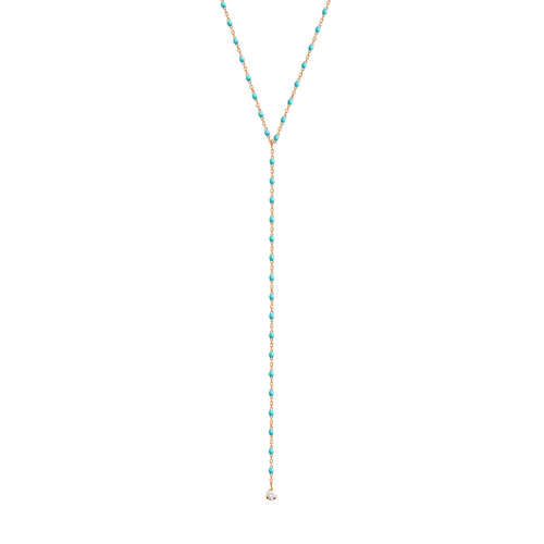 Gigi Clozeau - Mini Gigi Y Party Turquoise Green necklace, Rose Gold, 19.7