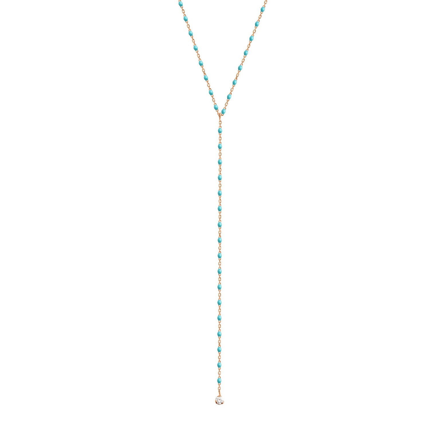 Gigi Clozeau - Mini Gigi Y Party Turquoise Green necklace, Rose Gold, 19.7"
