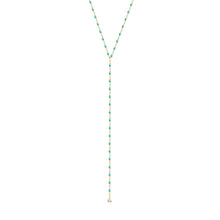 Gigi Clozeau - Mini Gigi Y Party Turquoise Green necklace, Yellow Gold, 19.7"