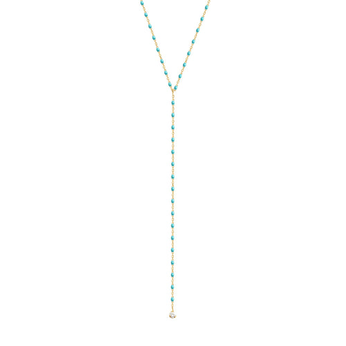 Gigi Clozeau - Mini Gigi Y Party Turquoise Green necklace, Yellow Gold, 19.7