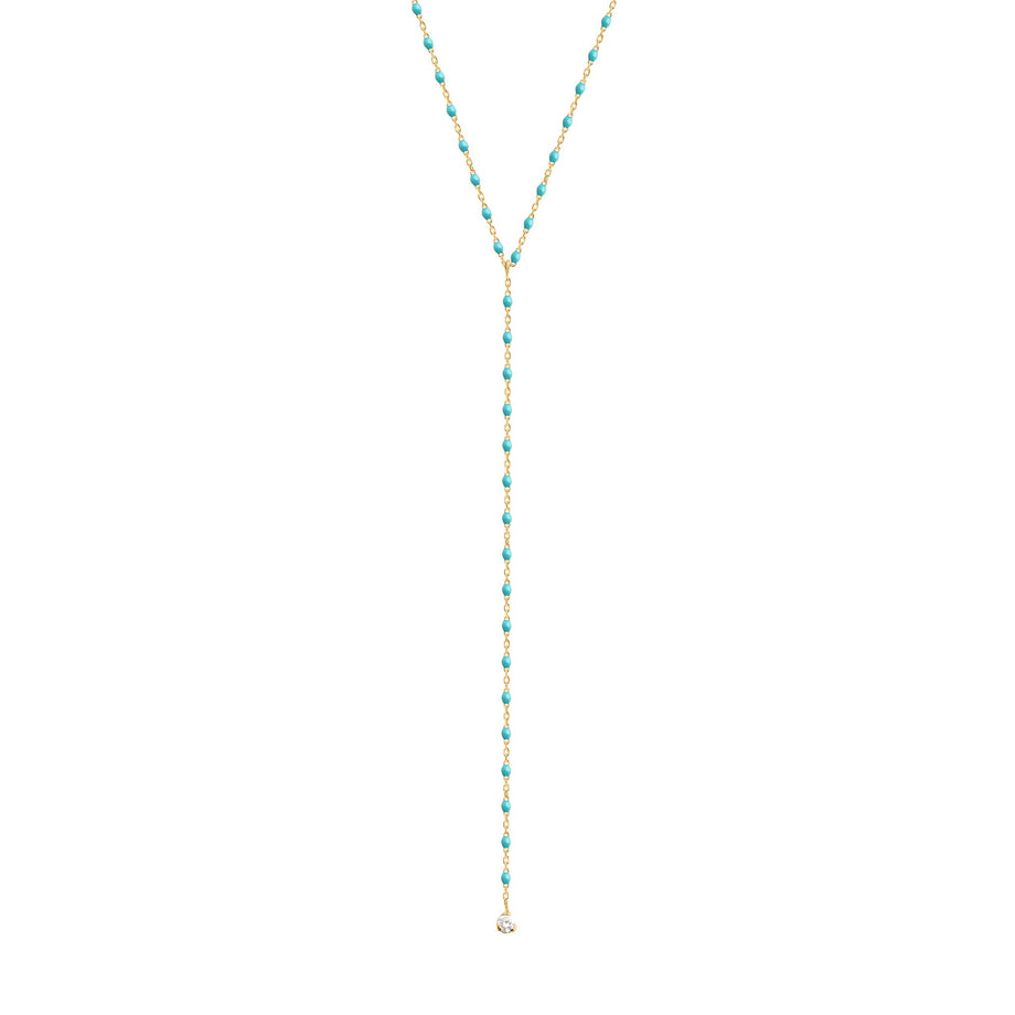 Gigi Clozeau - Mini Gigi Y Party Turquoise Green necklace, Yellow Gold, 19.7