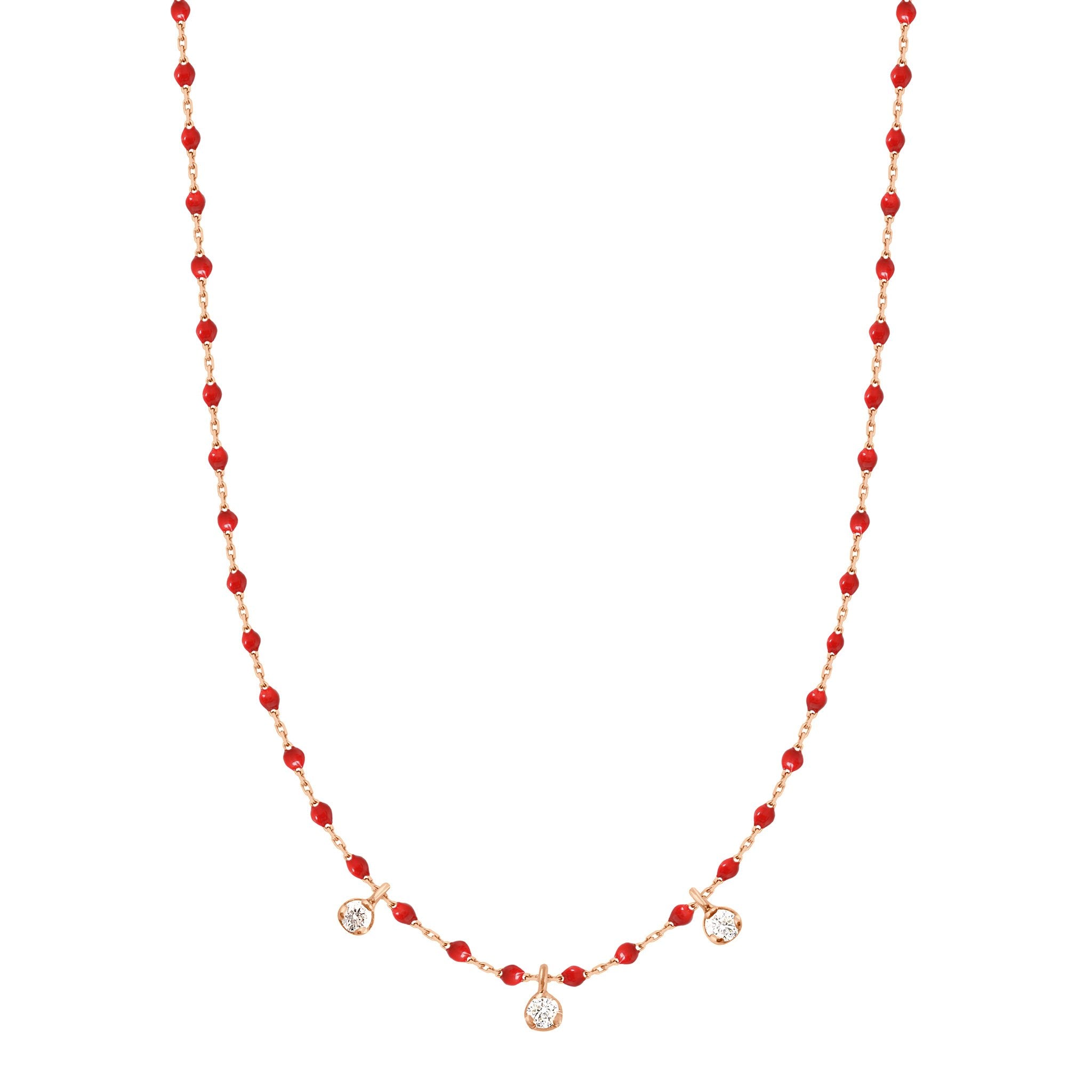 Gigi Clozeau - Mini Gigi Poppy necklace, Rose Gold 3 diamond, 16.5"