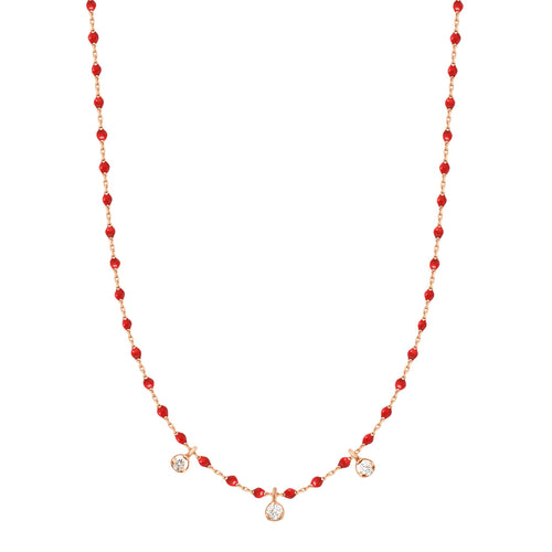 Gigi Clozeau - Mini Gigi Poppy necklace, Rose Gold 3 diamond, 16.5