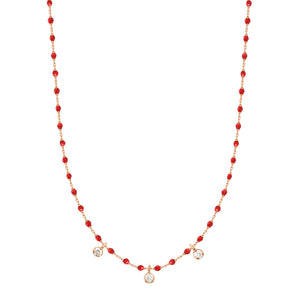 Gigi Clozeau - Mini Gigi Poppy necklace, Rose Gold 3 diamond, 16.5"