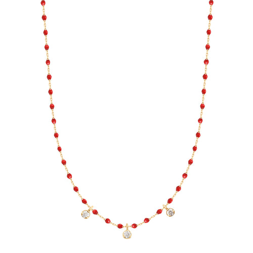 Gigi Clozeau - Mini Gigi Poppy necklace, Yellow Gold 3 diamond, 16.5