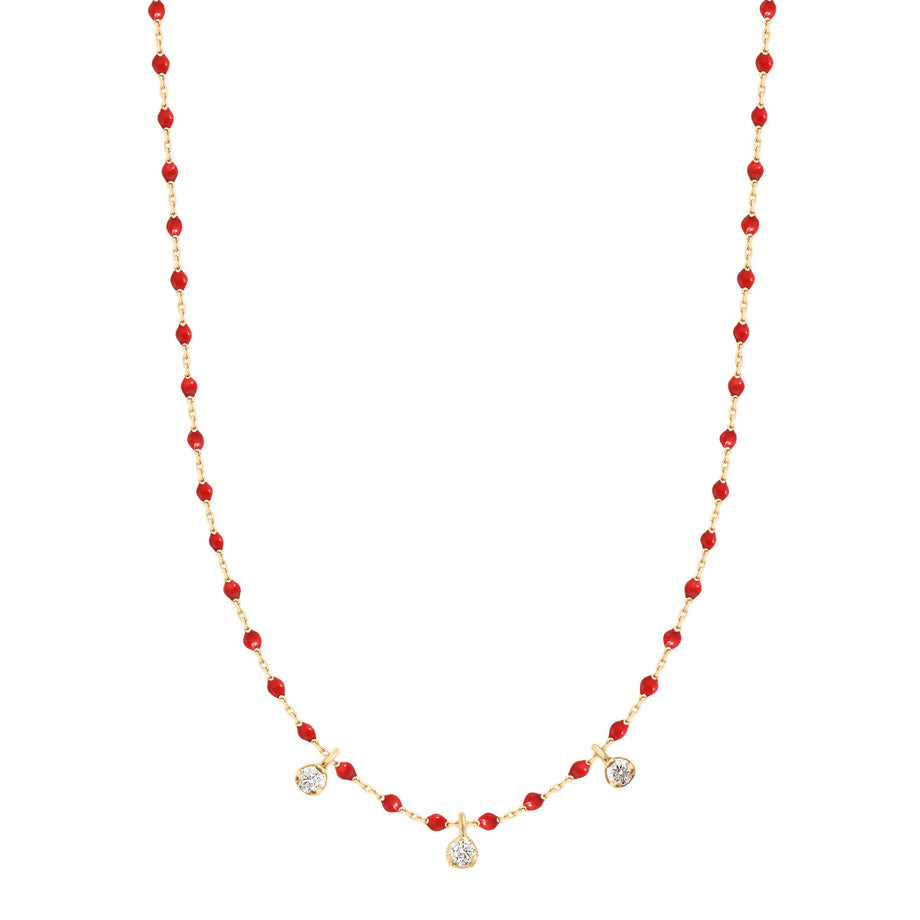 Gigi Clozeau - Mini Gigi Poppy necklace, Yellow Gold 3 diamond, 16.5