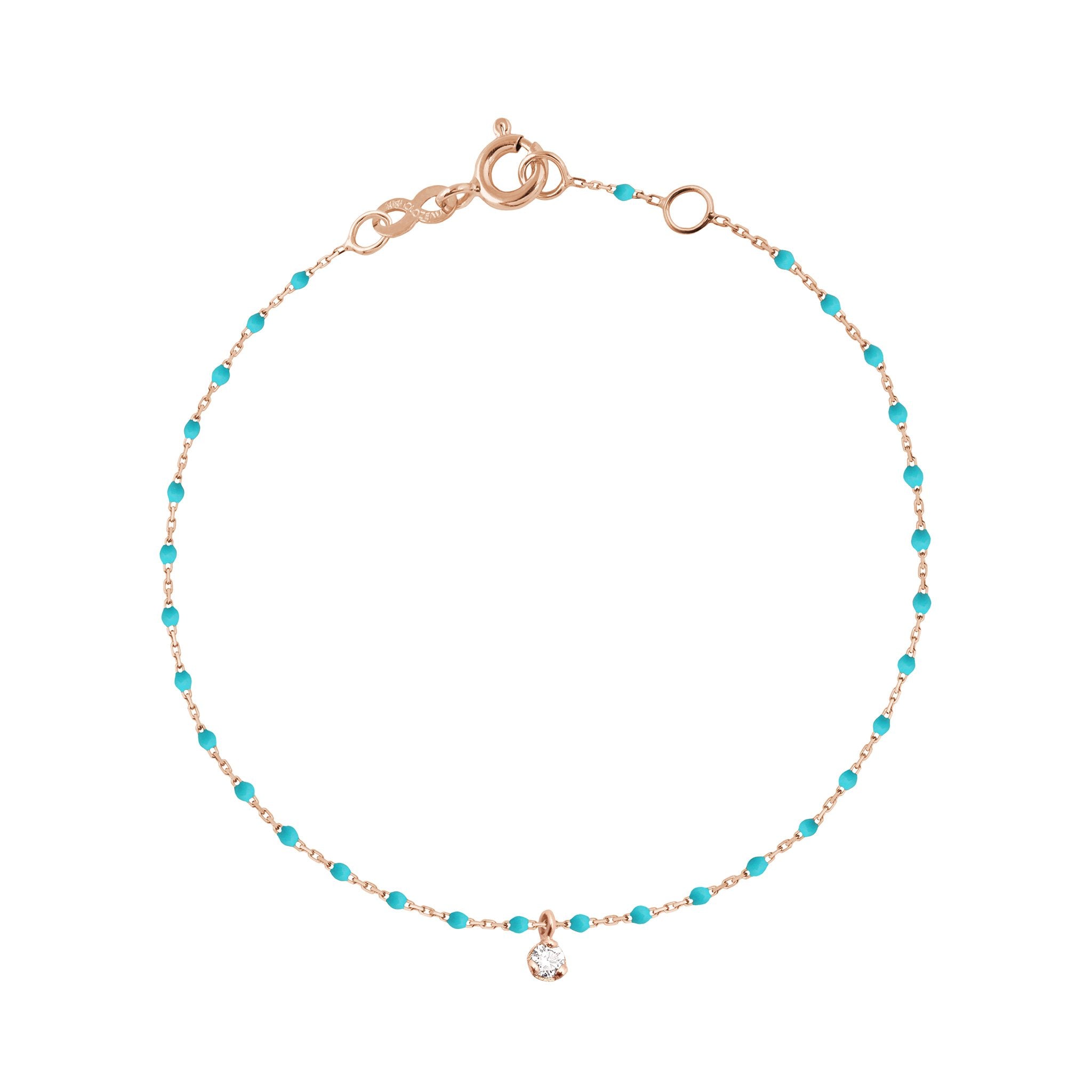 Gigi Clozeau - Mini Gigi Turquoise Green bracelet, Rose Gold 1 Diamond, 6.7"