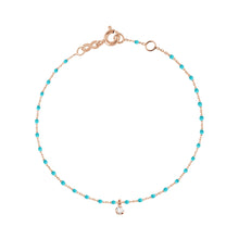 Gigi Clozeau - Mini Gigi Turquoise Green bracelet, Rose Gold 1 Diamond, 6.7"