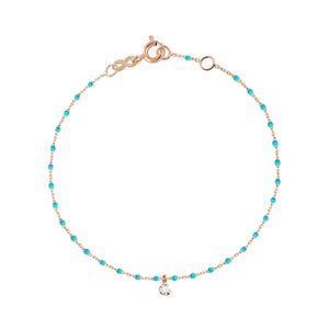 Gigi Clozeau - Mini Gigi Turquoise Green bracelet, Rose Gold 1 Diamond, 6.7"