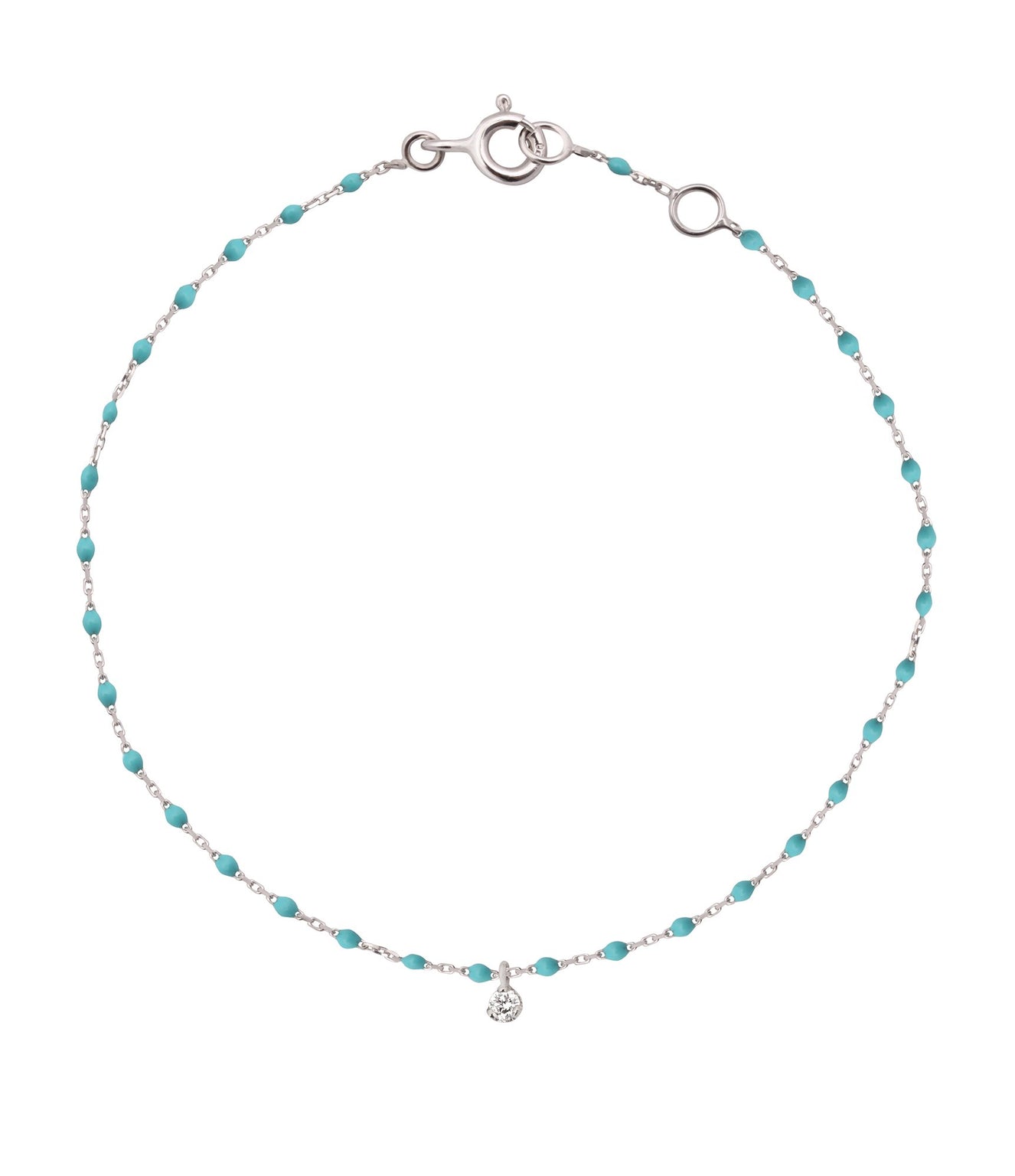 Gigi Clozeau - Mini Gigi Turquoise Green bracelet, White Gold 1 Diamond, 6.7"