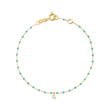 Gigi Clozeau - Mini Gigi Turquoise Green bracelet, Yellow Gold 1 Diamond, 6.7"