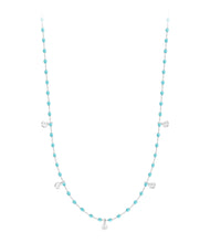 Gigi Clozeau - Mini Gigi Turquoise Green necklace, White Gold 5 diamond, 21.7"