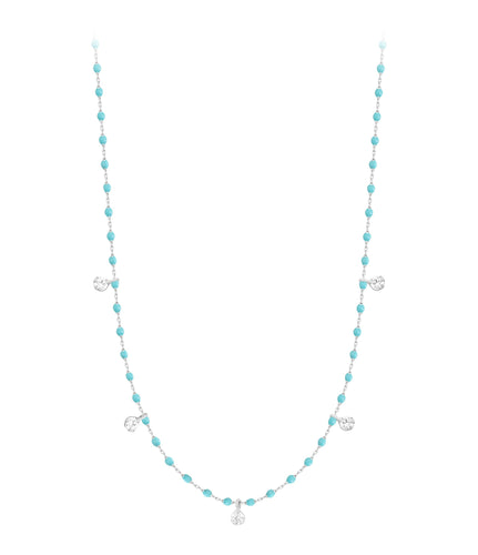 Gigi Clozeau - Mini Gigi Turquoise Green necklace, White Gold 5 diamond, 21.7
