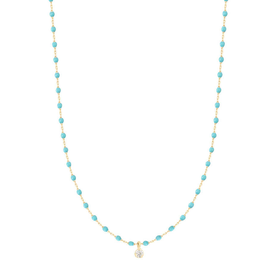 Gigi Clozeau - Mini Gigi Turquoise Green necklace, Yellow Gold 1 Diamond, 15.7