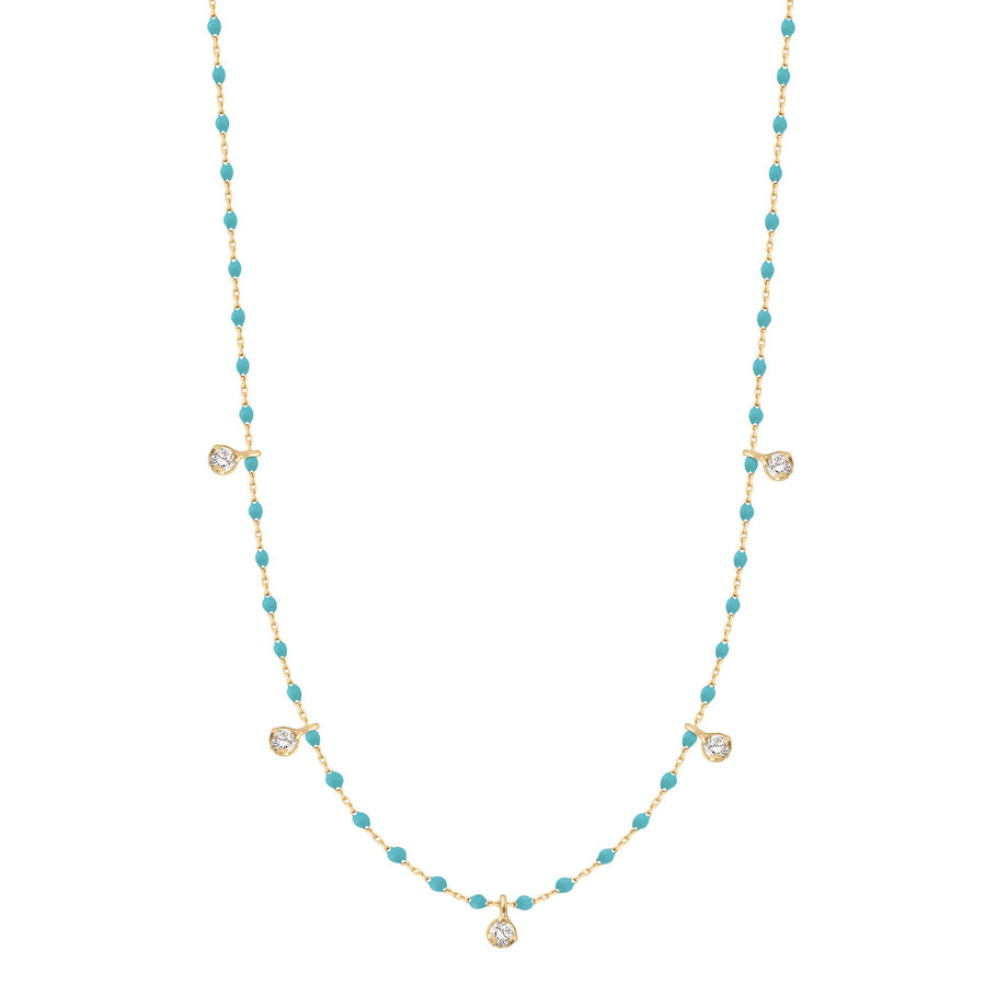 Gigi Clozeau - Mini Gigi Turquoise Green necklace, Yellow Gold 5 diamond, 21.7