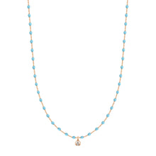 Gigi Clozeau - Mini Gigi Turquoise necklace, Rose Gold 1 Diamond, 15.7"