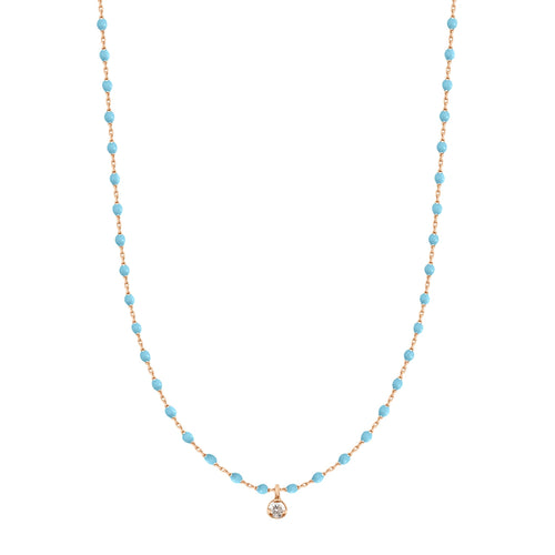 Gigi Clozeau - Mini Gigi Turquoise necklace, Rose Gold 1 Diamond, 15.7