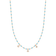 Gigi Clozeau - Mini Gigi Turquoise necklace, Rose Gold 3 diamond, 16.5"