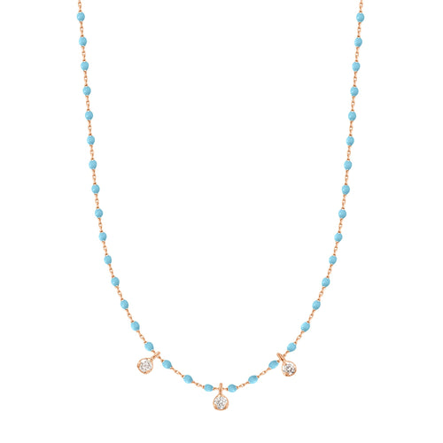 Gigi Clozeau - Mini Gigi Turquoise necklace, Rose Gold 3 diamond, 16.5