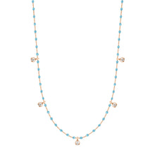 Gigi Clozeau - Mini Gigi Turquoise necklace, Rose Gold 5 diamond, 21.7"