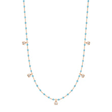 Gigi Clozeau - Mini Gigi Turquoise necklace, Rose Gold 5 diamond, 21.7"