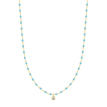 Gigi Clozeau - Mini Gigi Turquoise necklace, Yellow Gold 1 Diamond, 15.7"