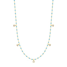 Gigi Clozeau - Mini Gigi Turquoise necklace, Yellow Gold 5 diamond, 21.7"