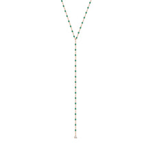 Gigi Clozeau - Mini Gigi Y Party Emerald necklace, Rose Gold, 19.7"