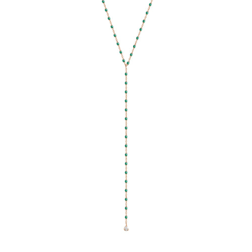 Gigi Clozeau - Mini Gigi Y Party Emerald necklace, Rose Gold, 19.7