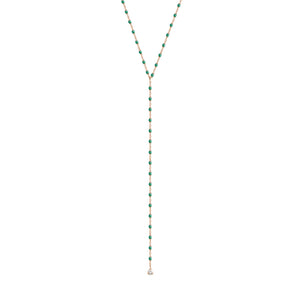 Gigi Clozeau - Mini Gigi Y Party Emerald necklace, Rose Gold, 19.7"